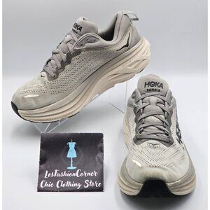 Hoka One One Men's Light Gray  Bondi 8 Athletic Running Shoes Sz 10D 2812